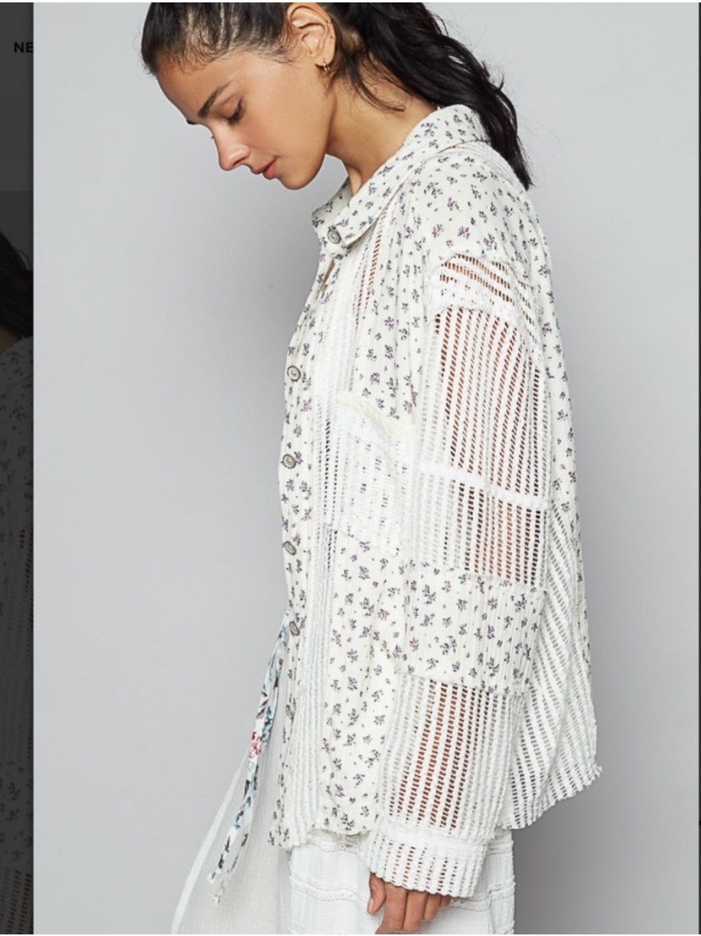 🆕 POL “Big Lake 2” Double Glaze W/Crochet Button Down NWT - Picture 4 of 8